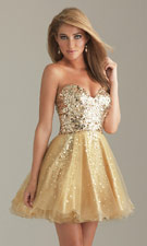 Night Moves 6498 Gold Dress